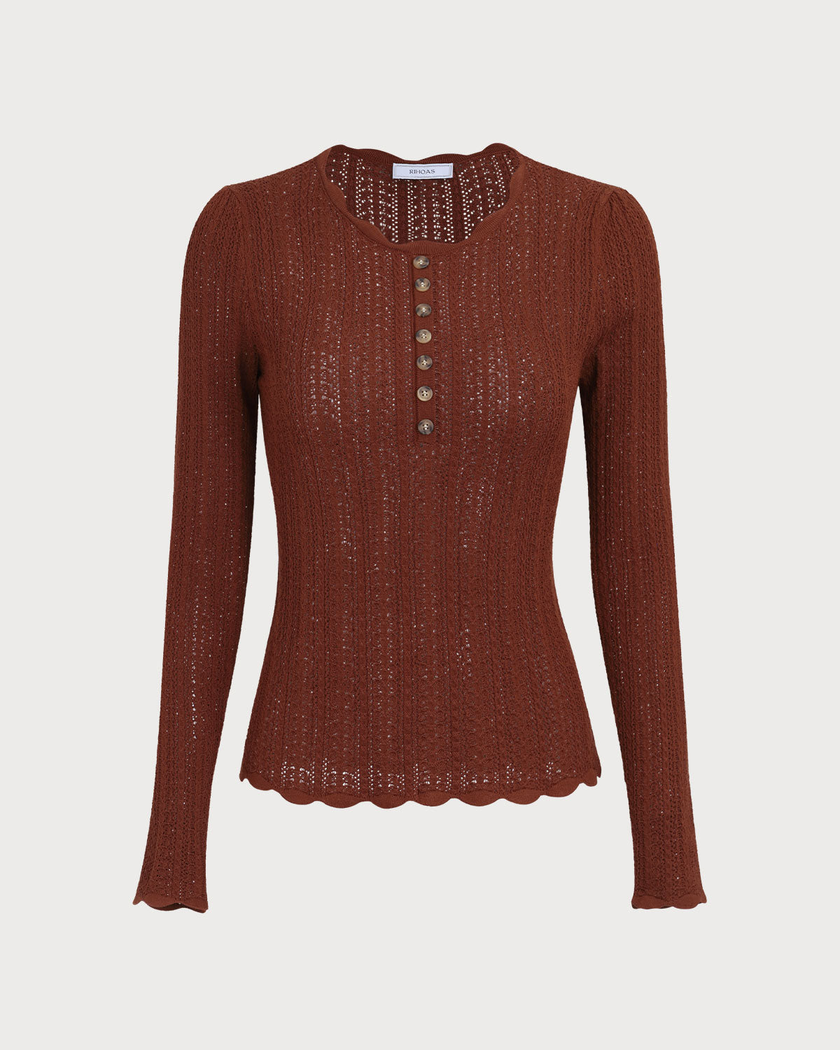 Ella Paris™ | Pull fin à col rond pour femmes, marron