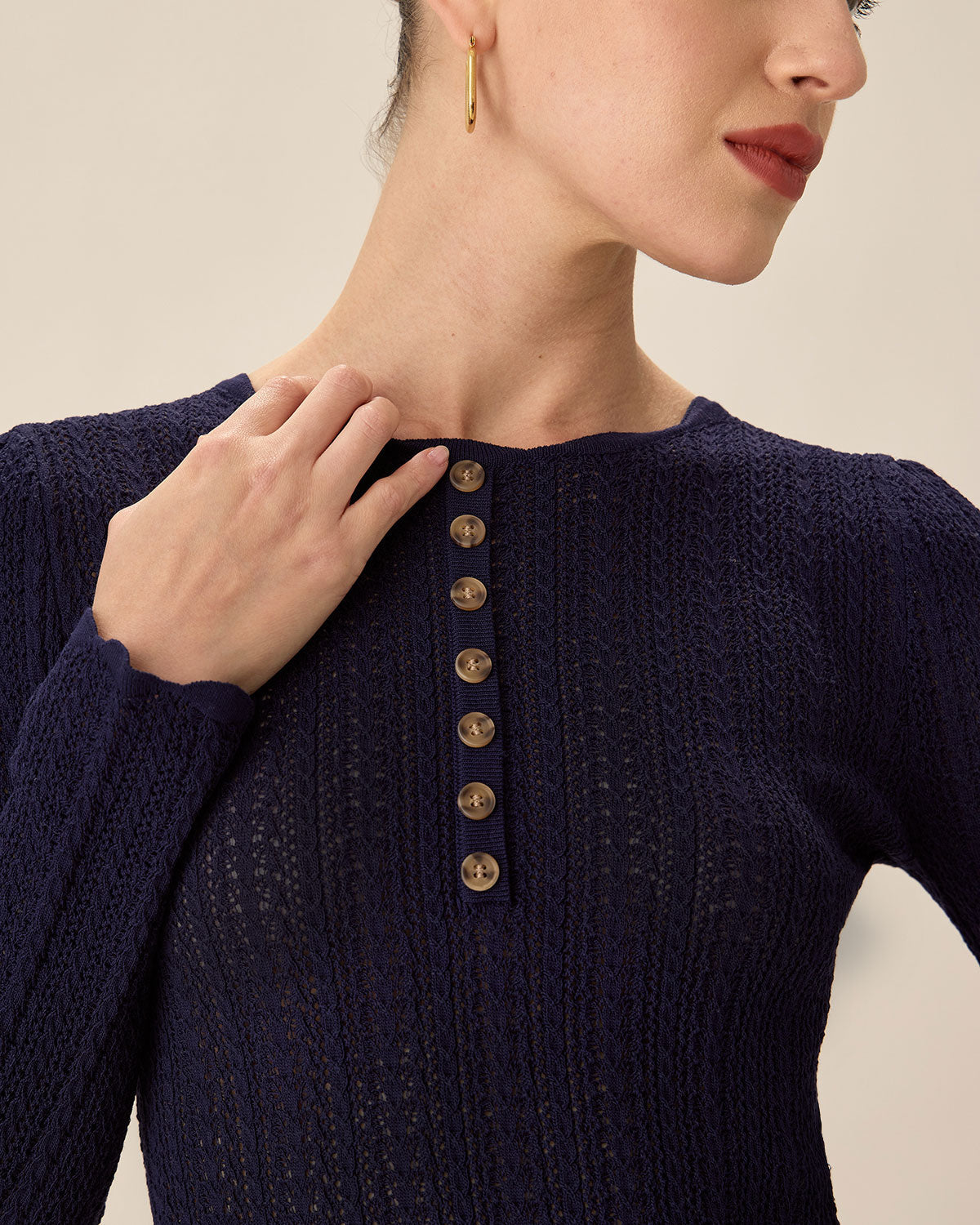 Ella Paris™ | Pull à col rond et étroit, marine