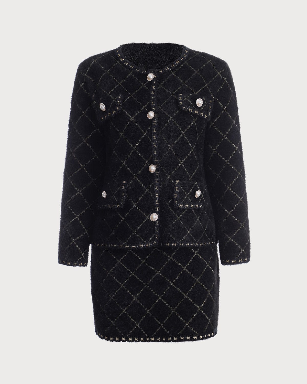 Ella Paris™ | L'ensemble cardigan et mini-jupe Argyle