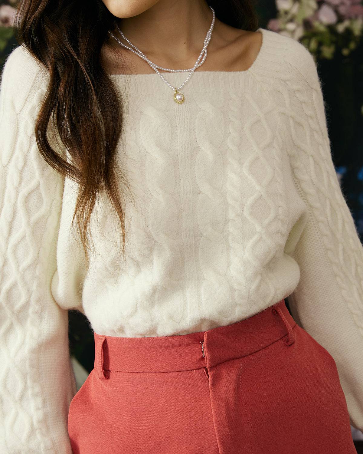 Ella Paris™ | Pull ras du cou en maille torsadée