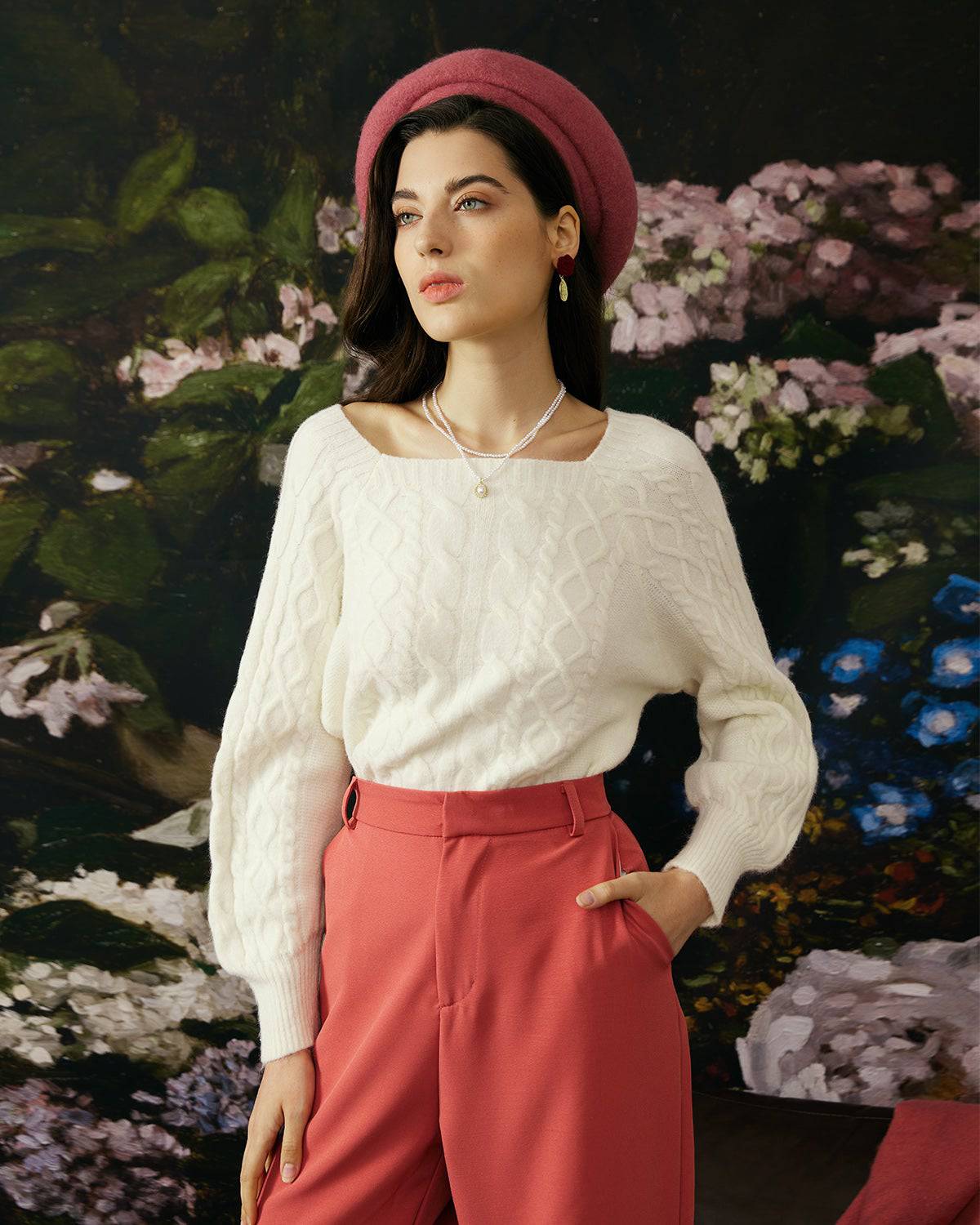 Ella Paris™ | Pull ras du cou en maille torsadée