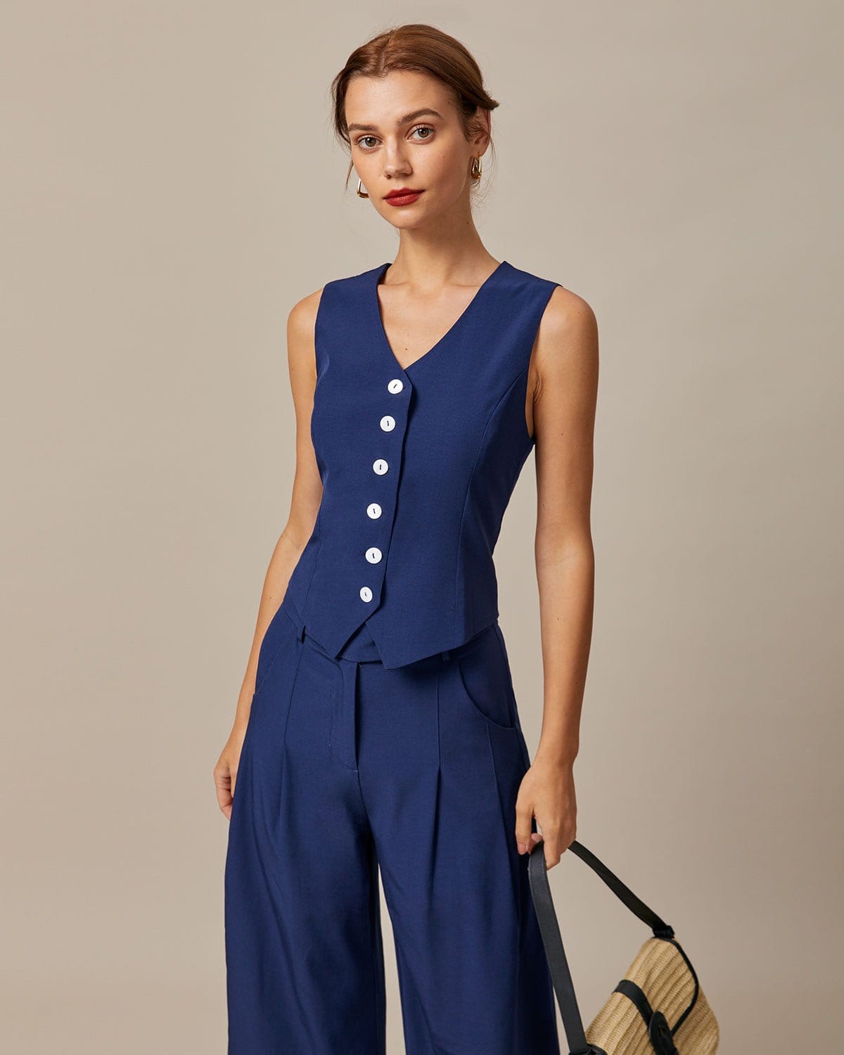 Ella Paris™ | Pantalon droit à poches taille haute