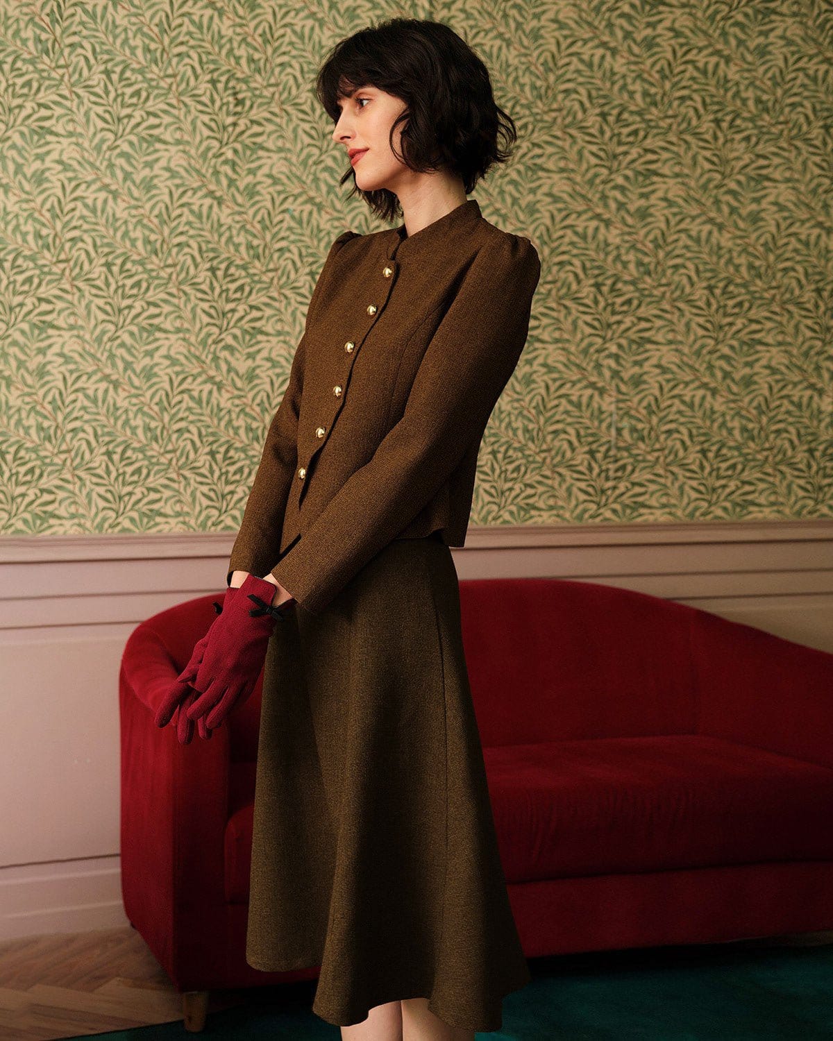 Ella Paris™ | The Solid Retro Veste en tweed à simple boutonnage