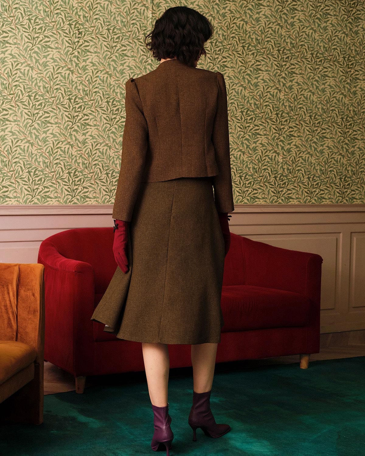 Ella Paris™ | The Solid Retro Veste en tweed à simple boutonnage