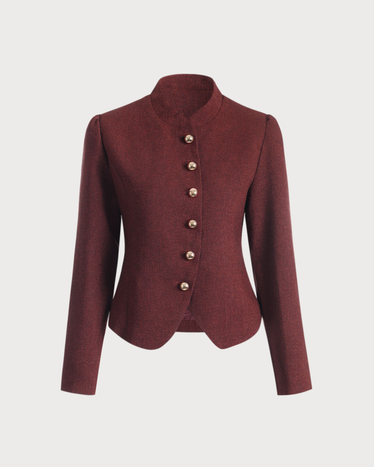Ella Paris™ | Veste en tweed à simple boutonnage rétro bourgogne