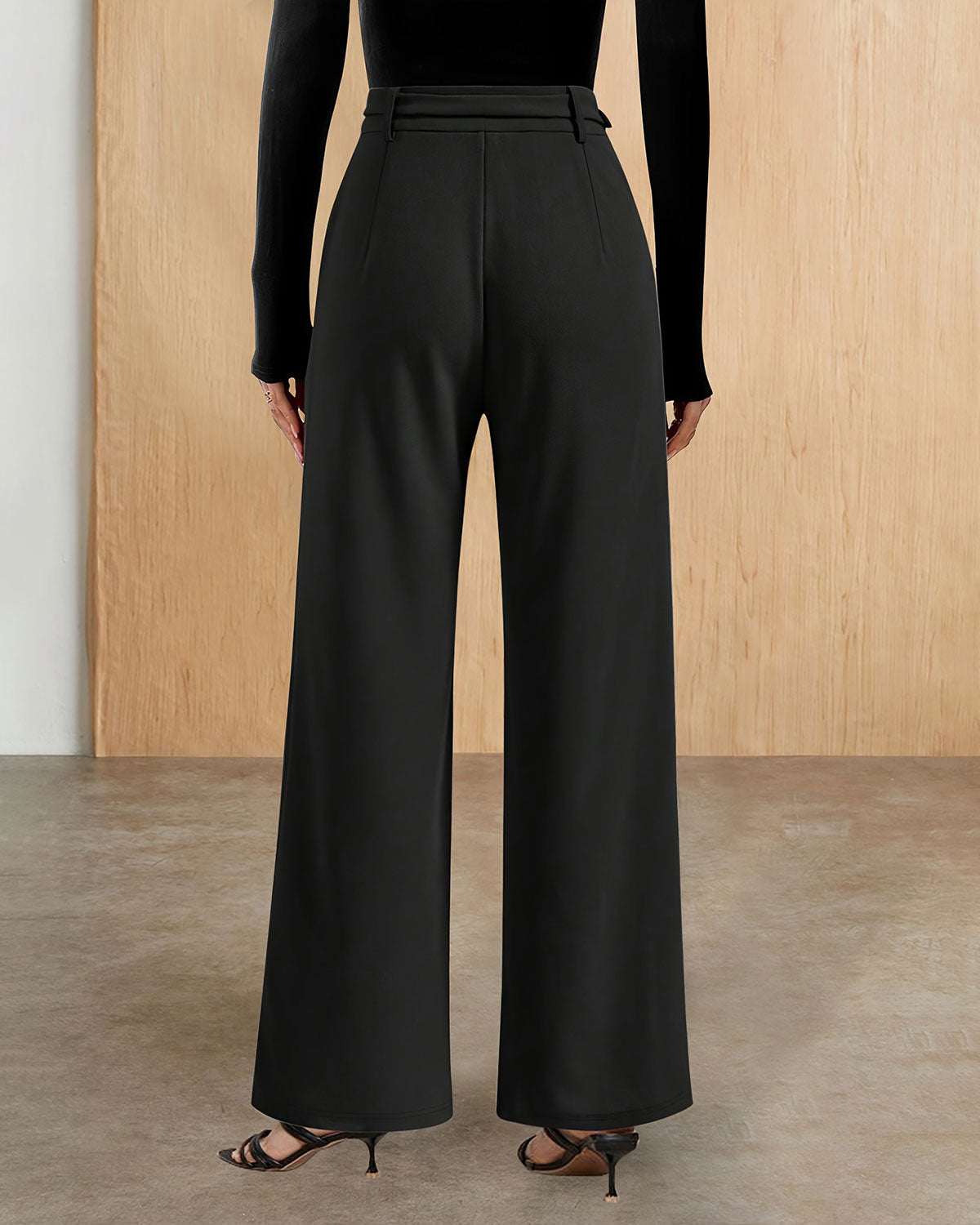 Ella Paris™ | Pantalon décontracté noir à ceinture droite