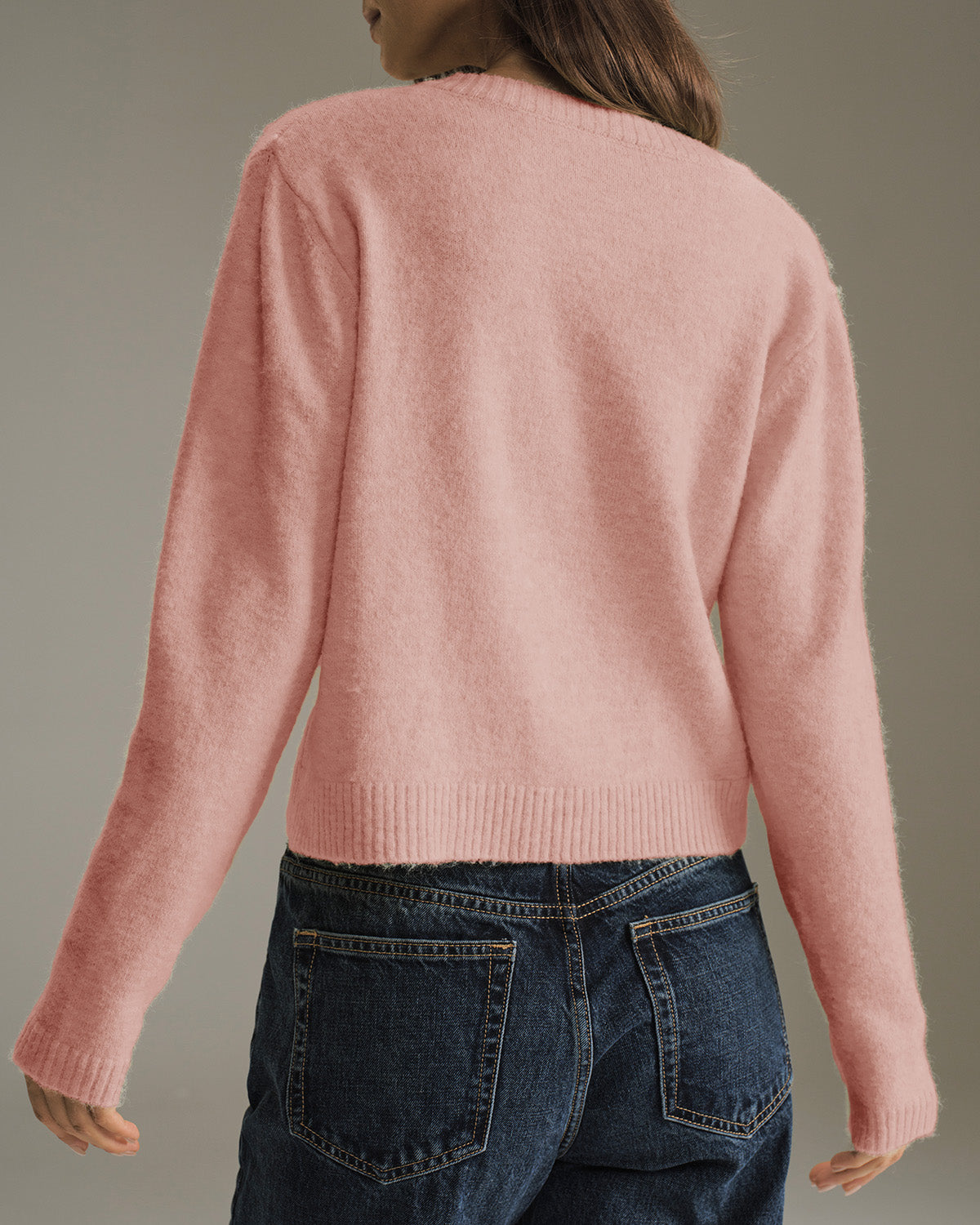 Ella Paris™ | Cardigan en tricot à col rond rose