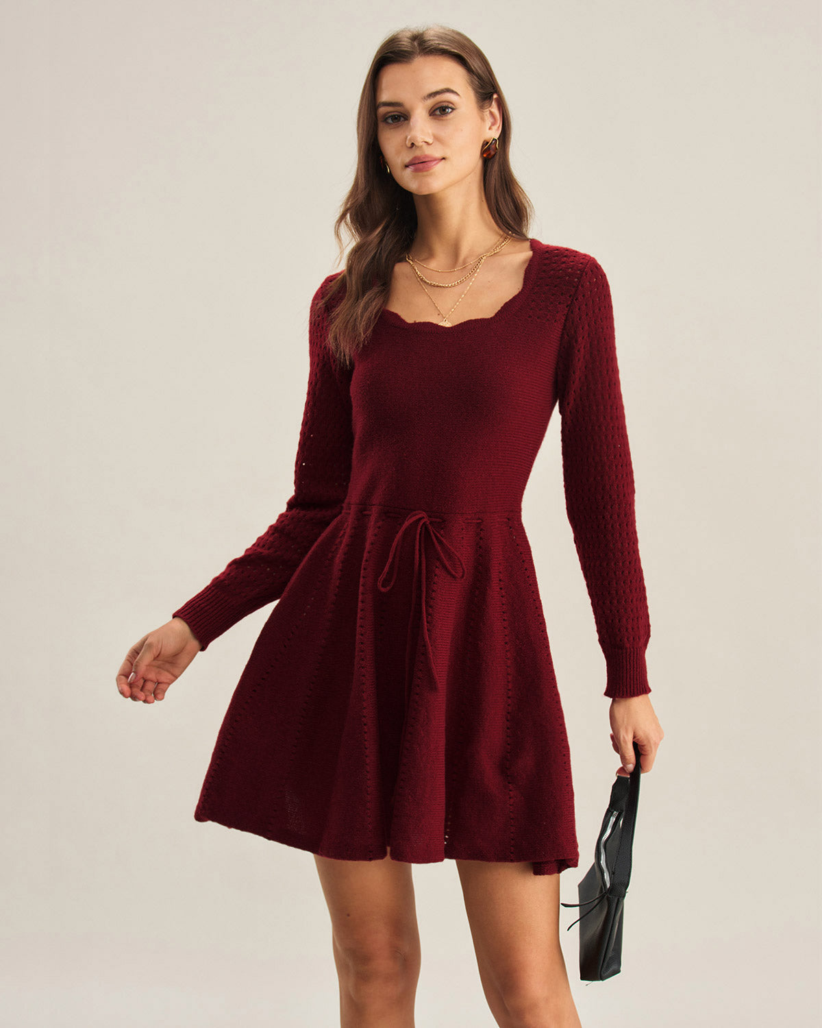 Ella Paris™ | Robe pull rouge bordeaux