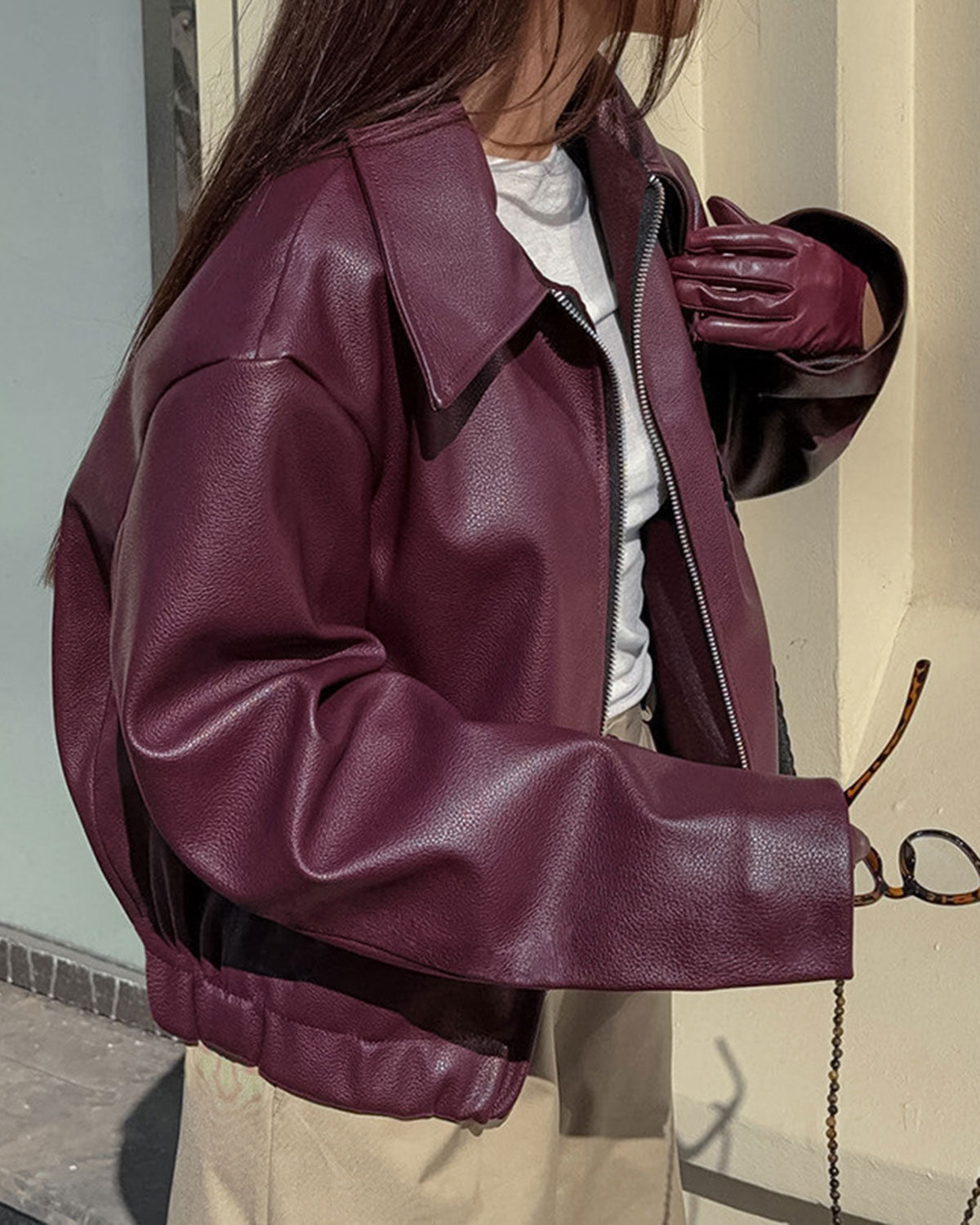 Ella Paris™ | Veste en cuir PU marron