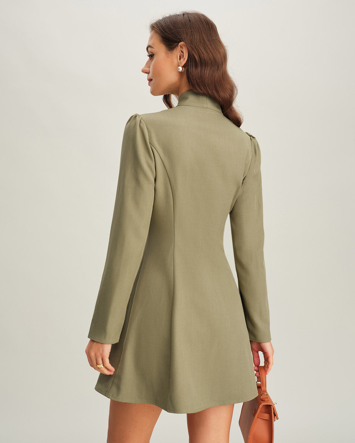 Ella Paris™ | Robe mini trapèze verte à col noué