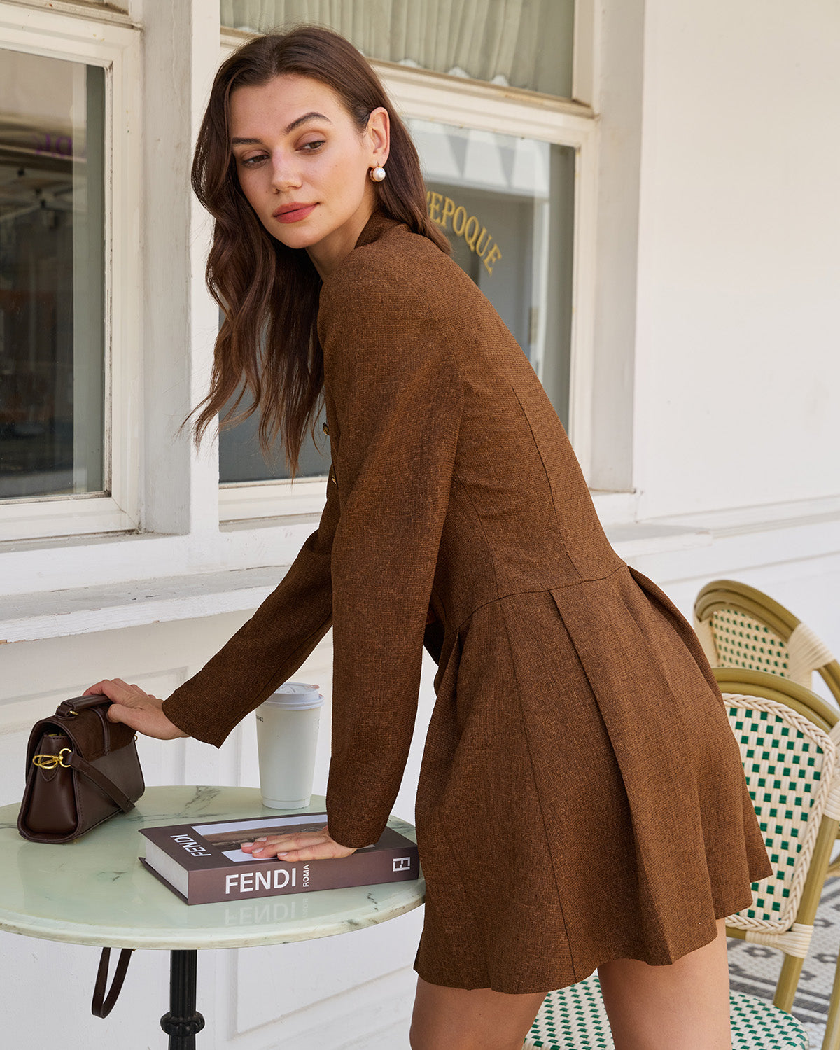 Ella Paris™ | Mini robe à ligne A froncée et boutonnée