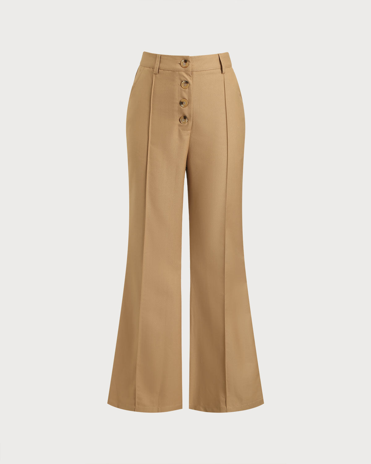 Ella Paris™ | Khaki Natural Waisted Pocket Flared Pants (Pantalon évasé à poches)