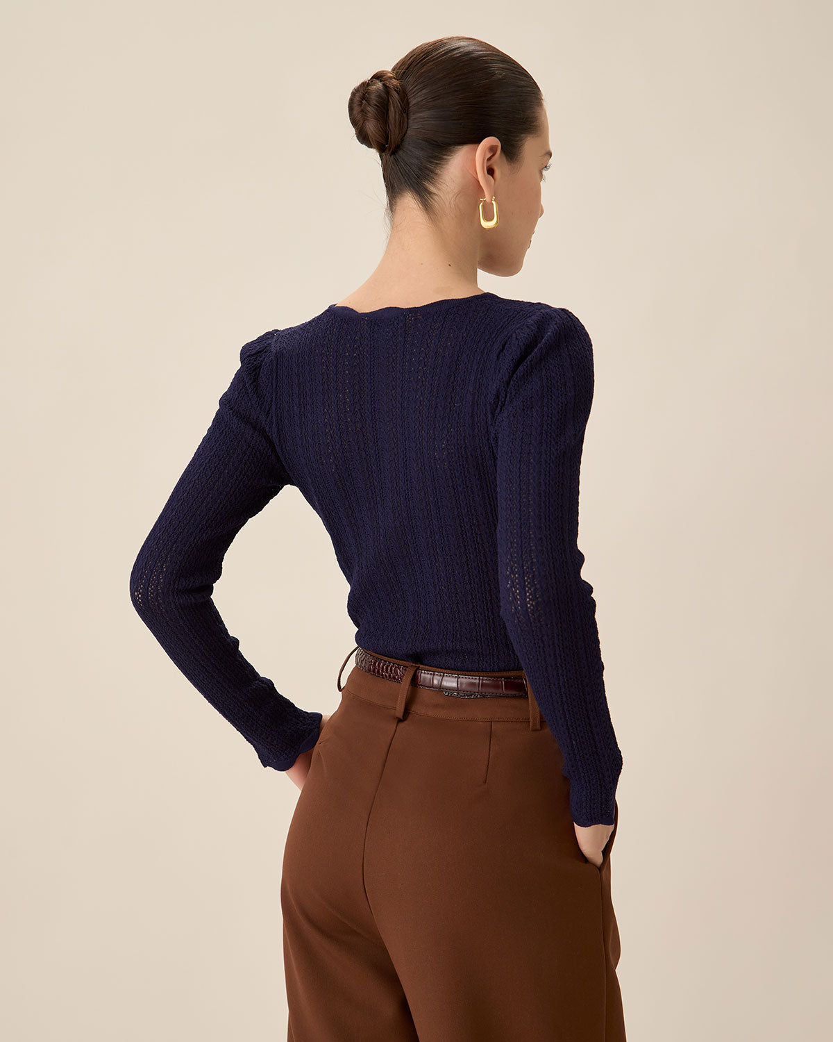 Ella Paris™ | Pull à col rond et étroit, marine