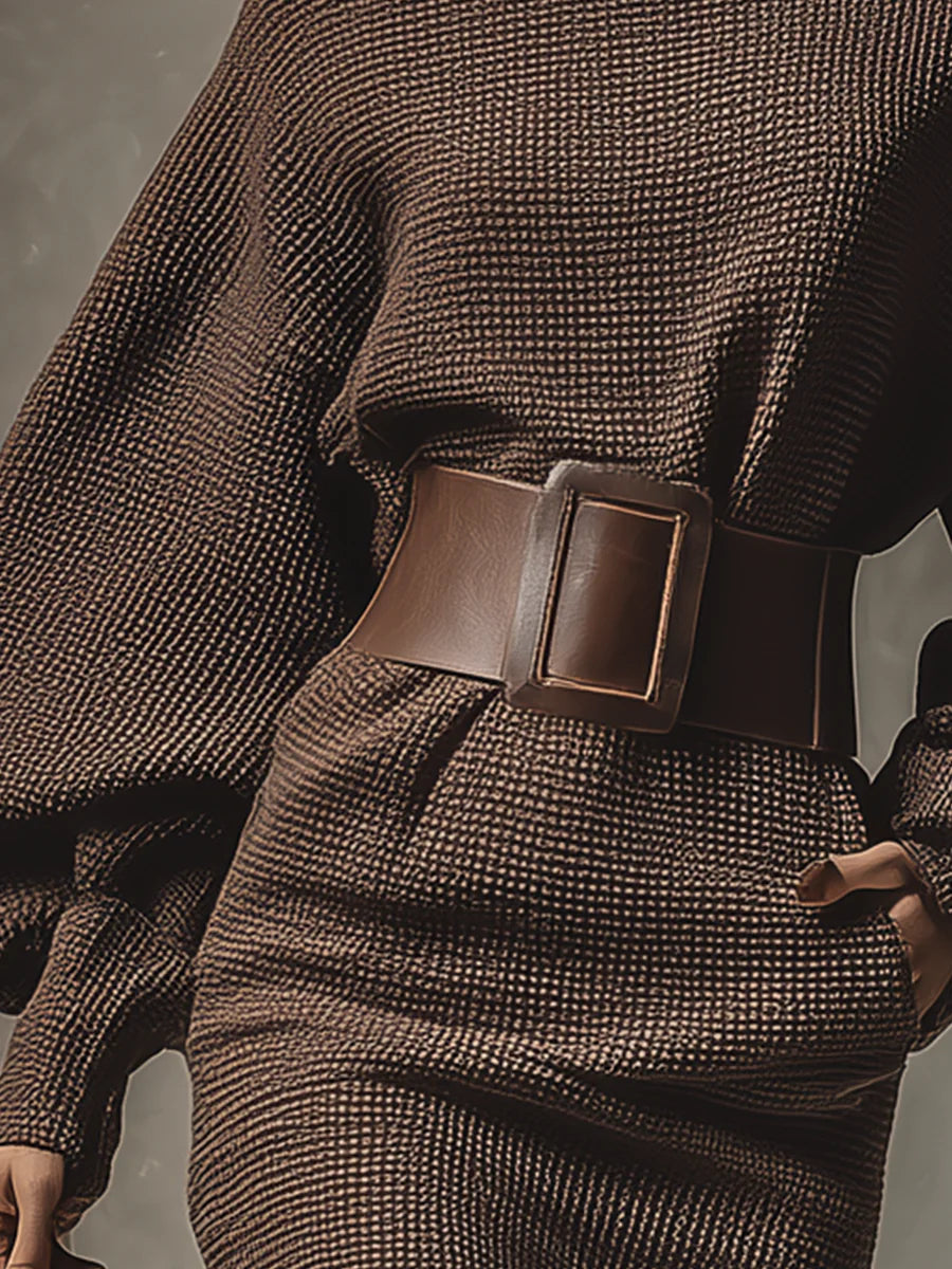 Ella Paris™ CLÉA | Robe maillée courte avec ceinture structurée