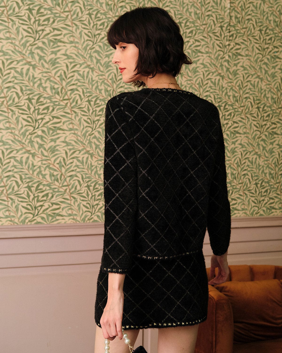 Ella Paris™ | L'ensemble cardigan et mini-jupe Argyle