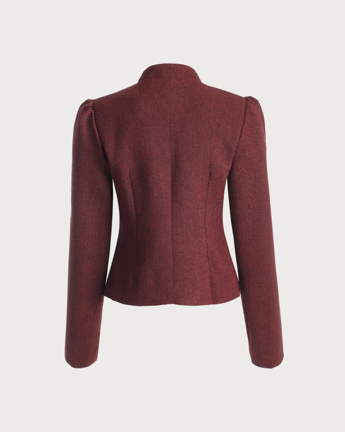 Ella Paris™ | Veste en tweed à simple boutonnage rétro bourgogne