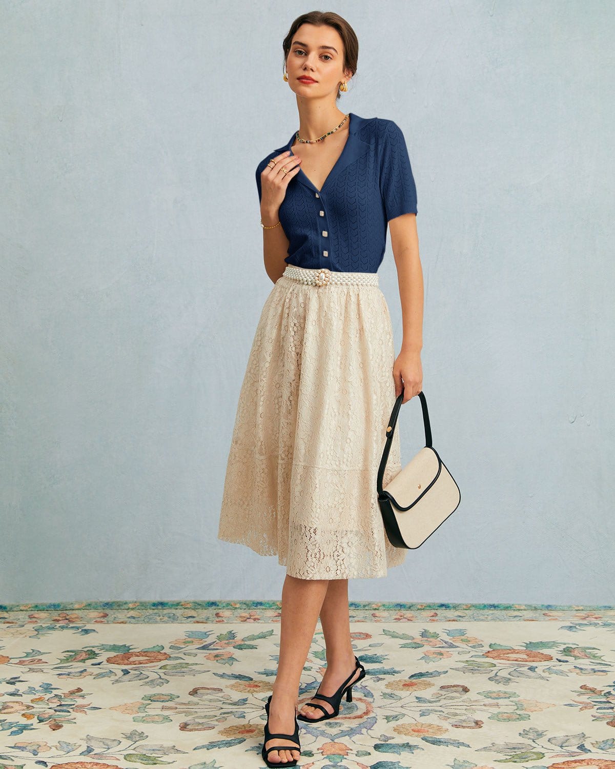 Ella Paris™ | Top en maille pointelle à col