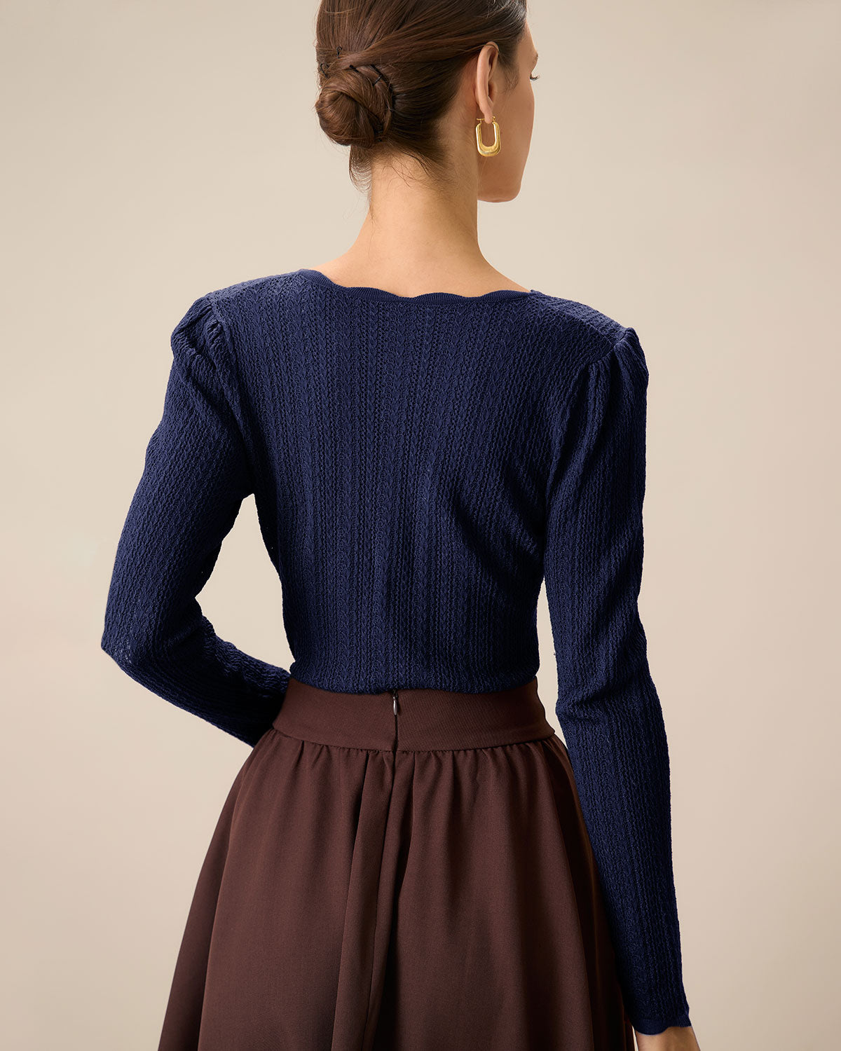 Ella Paris™ | Pull à col rond et étroit, marine