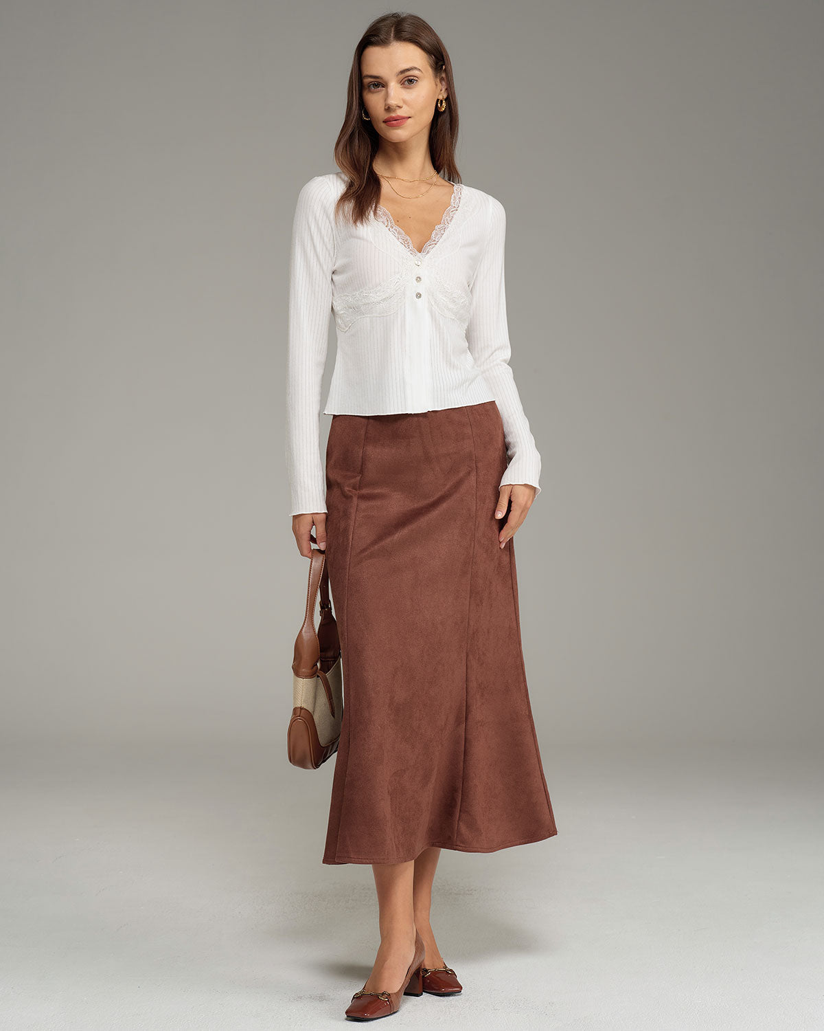 Ella Paris™ | Cardigan blanc en tricot à col en V