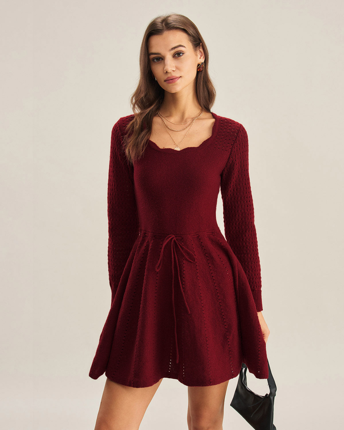 Ella Paris™ | Robe pull rouge bordeaux
