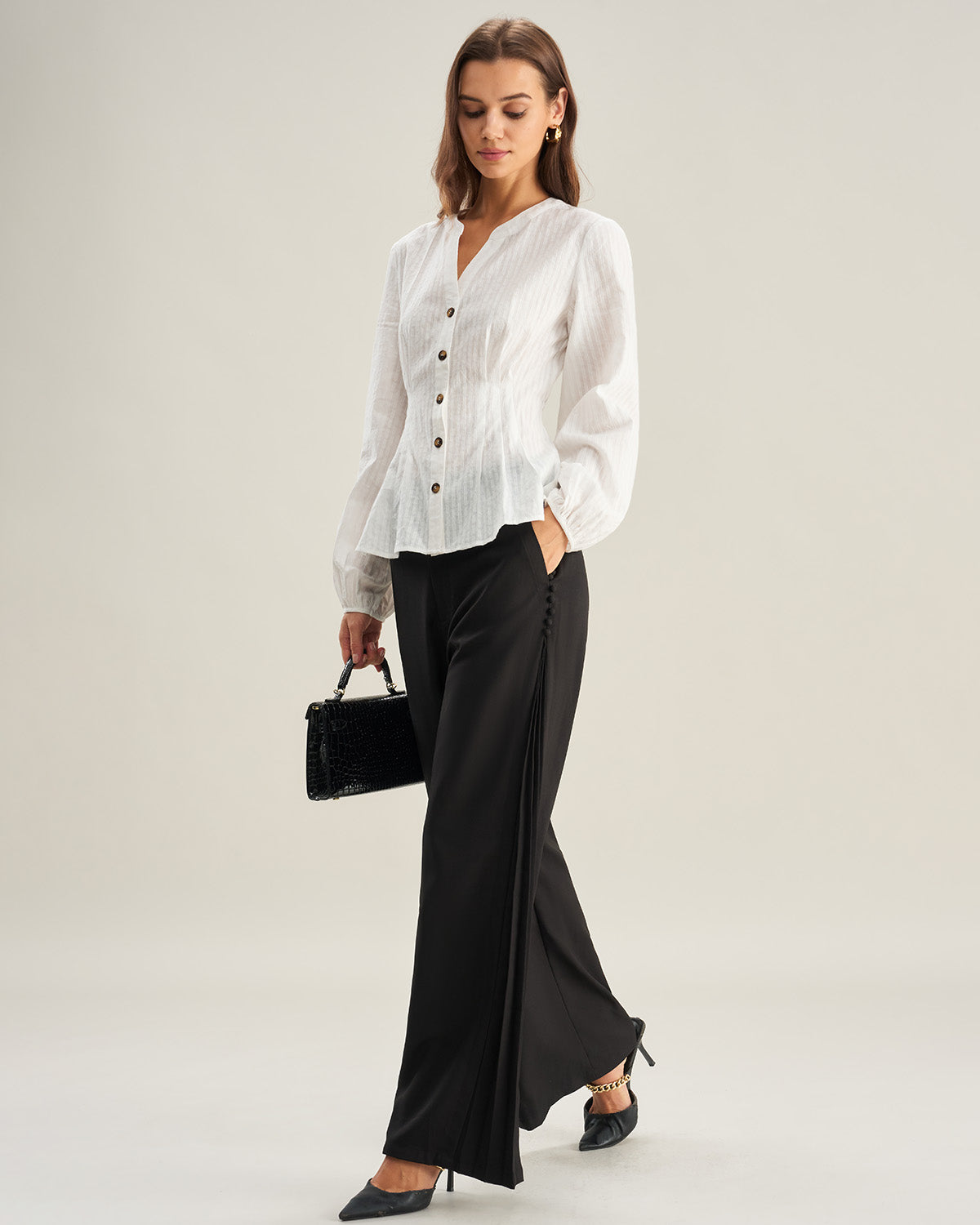 Ella Paris™ | Chemise à manches lanternes froncées