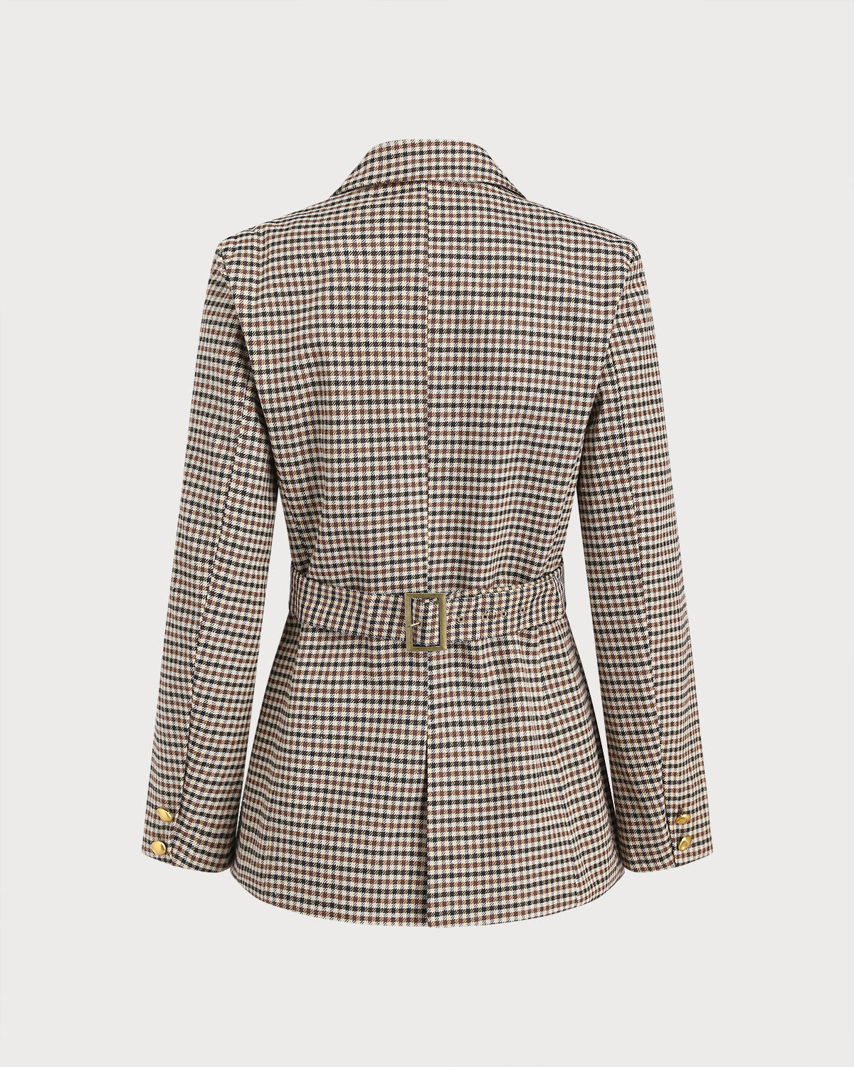 Ella Paris™ | Blazer croisé en tissu écossais kaki