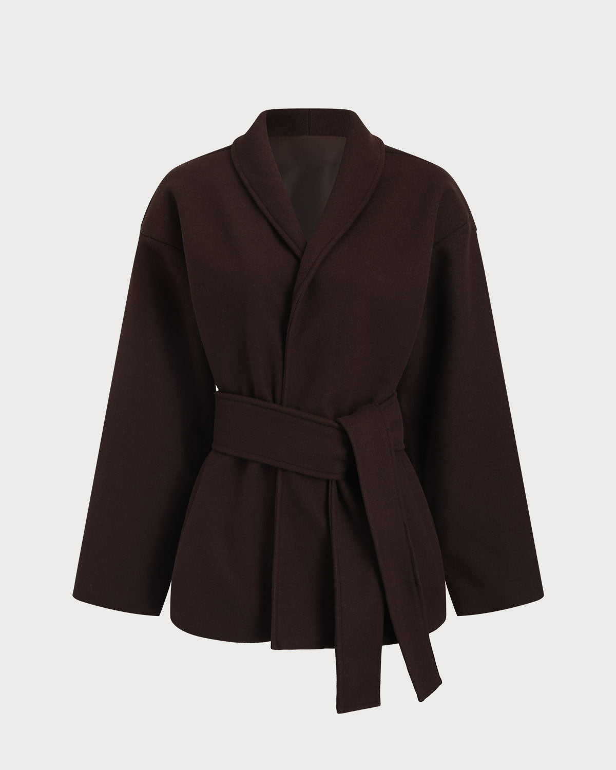 Ella Paris™ | Manteau à châle ceinturé café