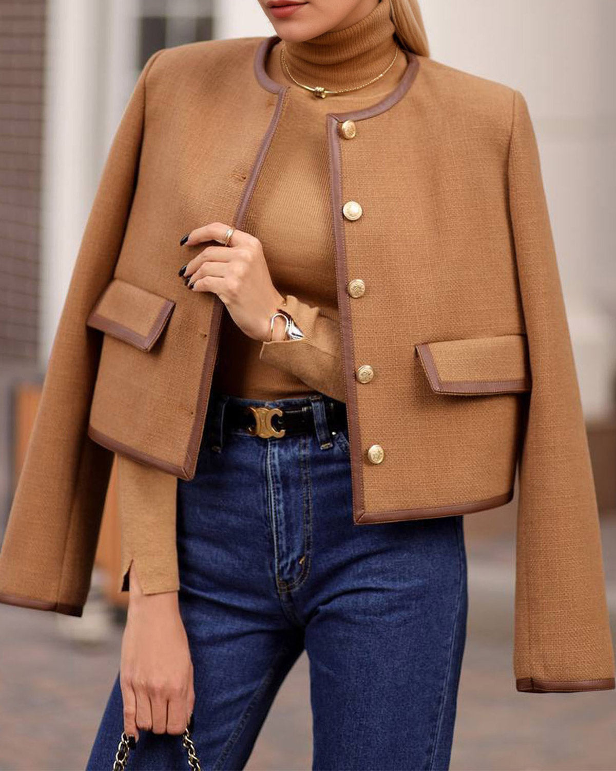 Ella Paris™ | Veste brune à poches simples