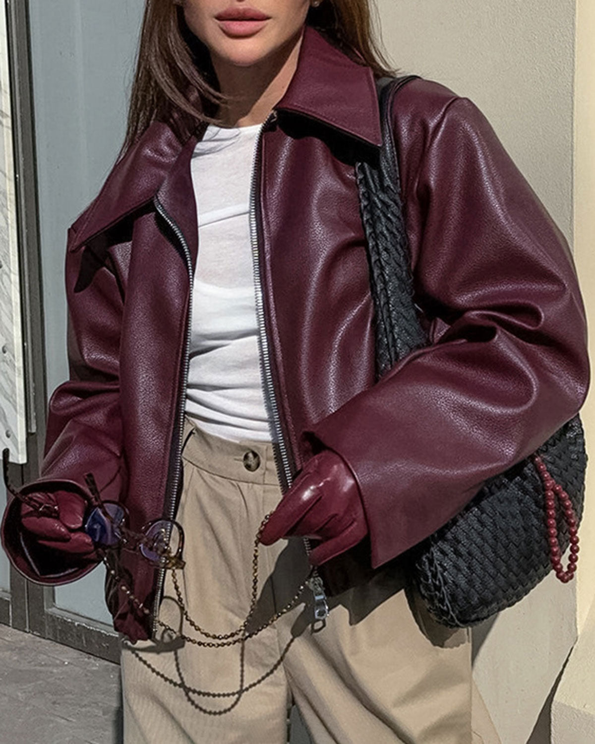 Ella Paris™ | Veste en cuir PU marron