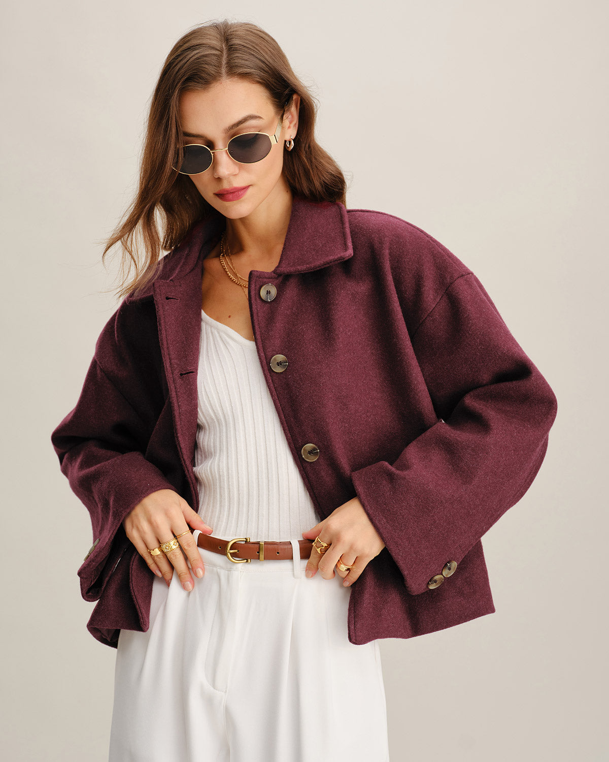Ella Paris™ | Veste croisée rouge vin