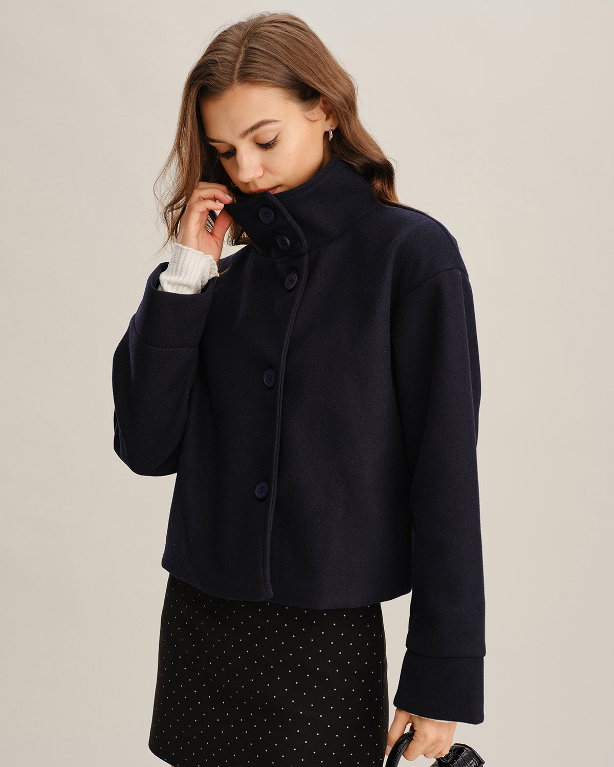Ella Paris™ | Veste bleu ample à simple boutonnage