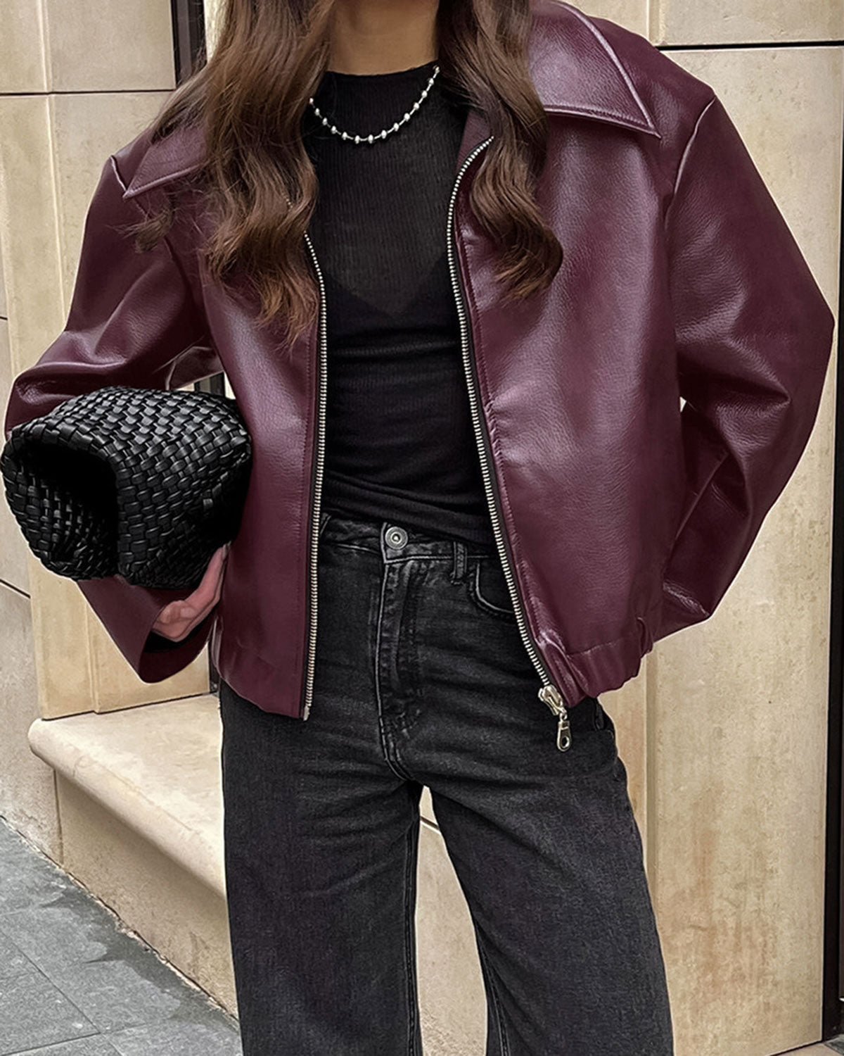Ella Paris™ | Veste en cuir PU marron