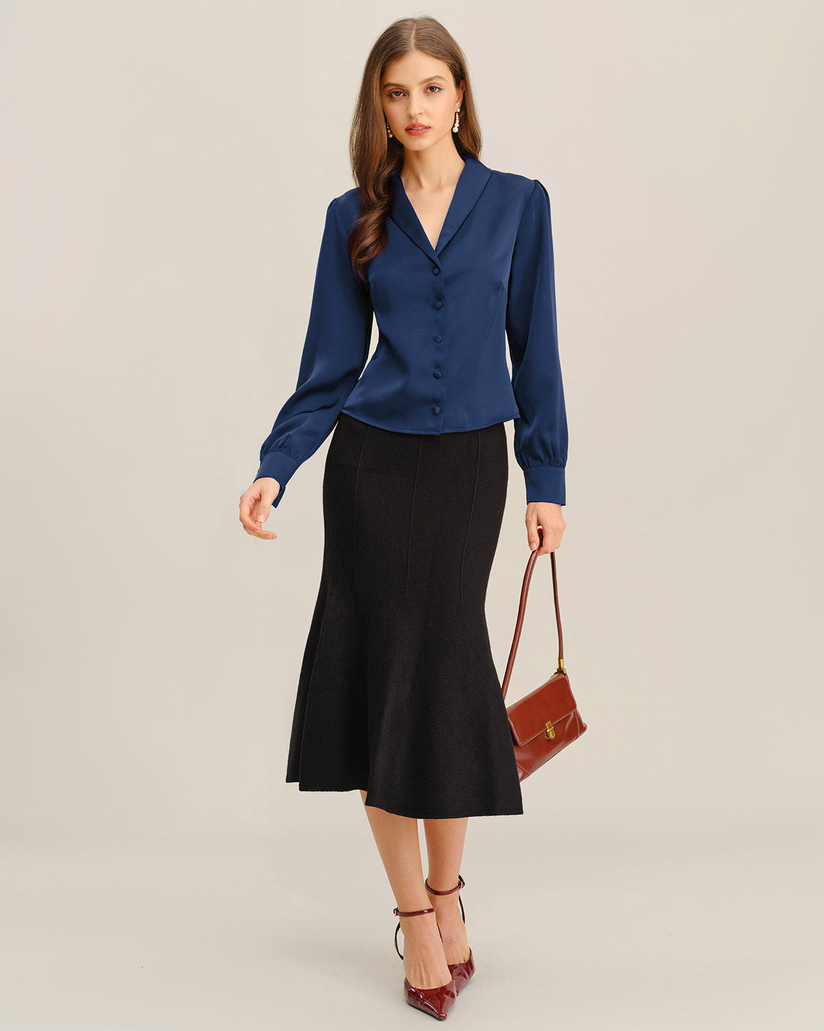 Ella Paris™ | Chemise en satin marine